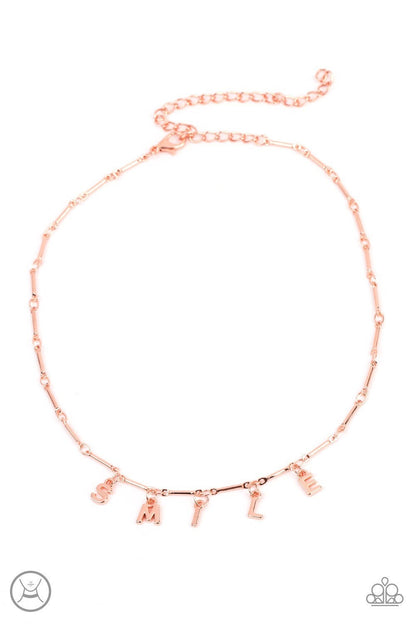 Say My Name - Copper - SMILE Choker Necklace - Paparazzi Accessories