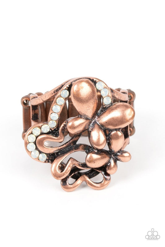Fluttering Flashback - Copper Butterfly Ring - Paparazzi Accessories