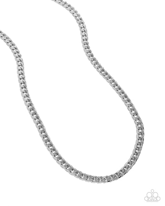 The Game CHAIN-ger - Silver Curb Link Urban Chain Necklace - Paparazzi Accessories