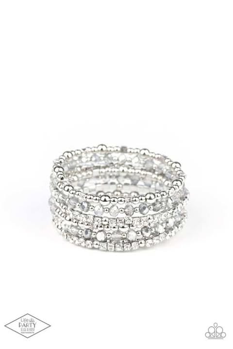 ICE Knowing You - Silver Coil Bracelet - Black Diamond Exclusive - Paparazzi Accessories