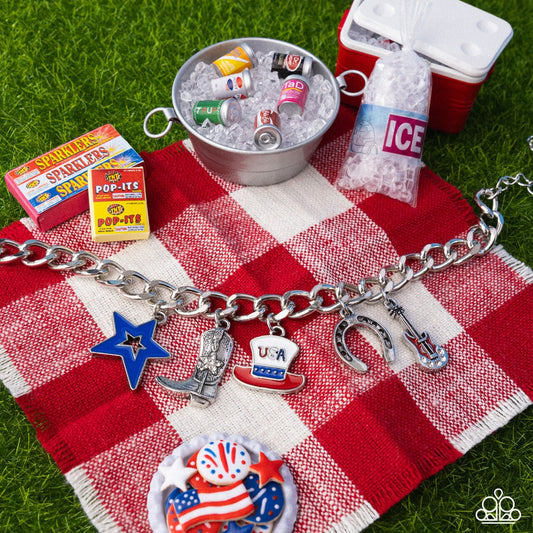 All-American Adornment - Red Americana Charm Bracelet - Paparazzi Accessories