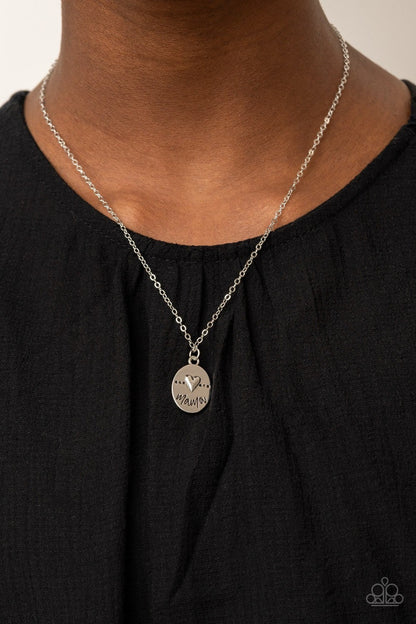 They Call Me Mama - Silver - Dainty Heart Pendant Necklace - Paparazzi Accessories