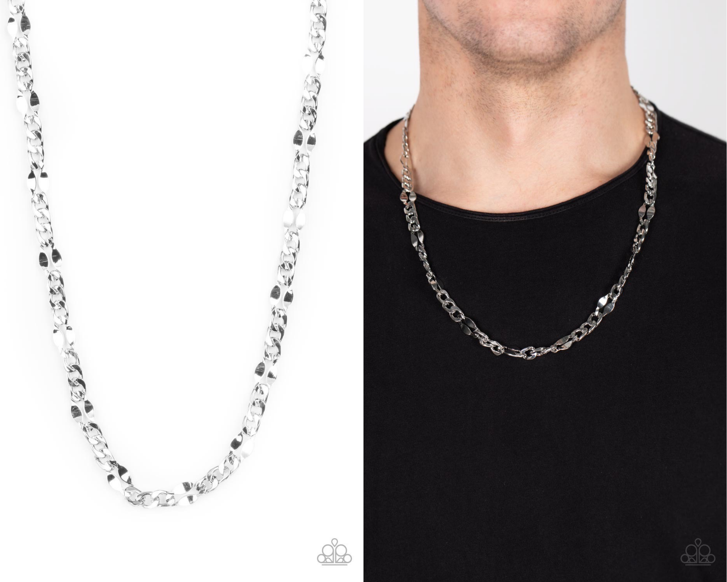 G.O.A.T - Silver Curb Chain Urban Necklace - Paparazzi Accessories