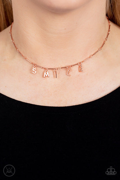 Say My Name - Copper - SMILE Choker Necklace - Paparazzi Accessories