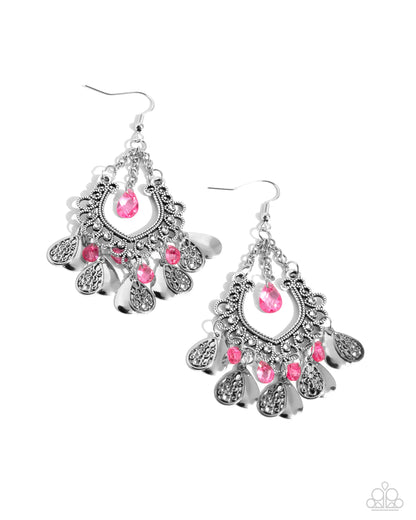 Musical Gardens - Pink Fishhook Earrings - Paparazzi Accessories