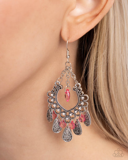 Musical Gardens - Pink Fishhook Earrings - Paparazzi Accessories