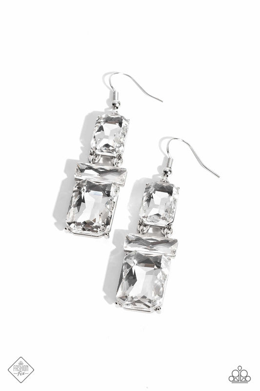 CHAIN Check - White Earrings - Paparazzi Accessories