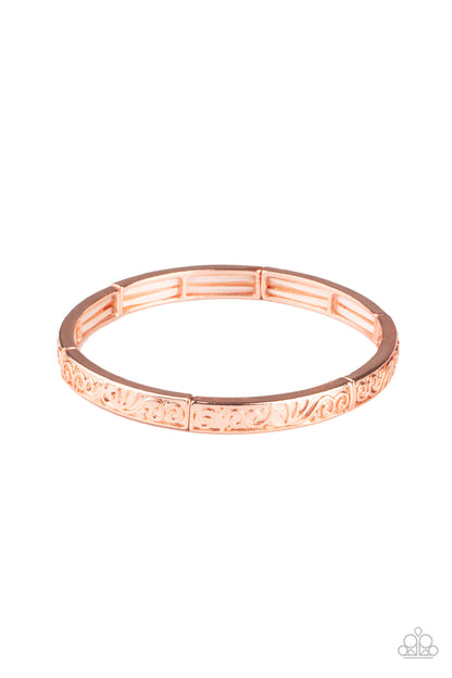 Precisely Petite - Copper Filigree Stretchy Bracelet - Paparazzi Accessories
