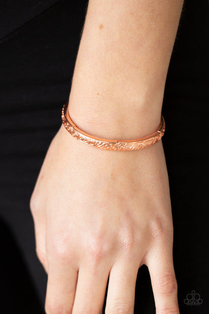 Precisely Petite - Copper Filigree Stretchy Bracelet - Paparazzi Accessories
