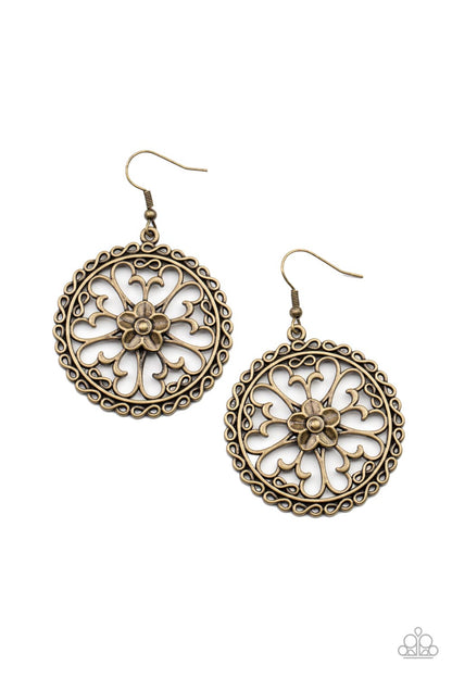 Floral Fortunes - Brass Fishhook Earrings - Paparazzi Accessories
