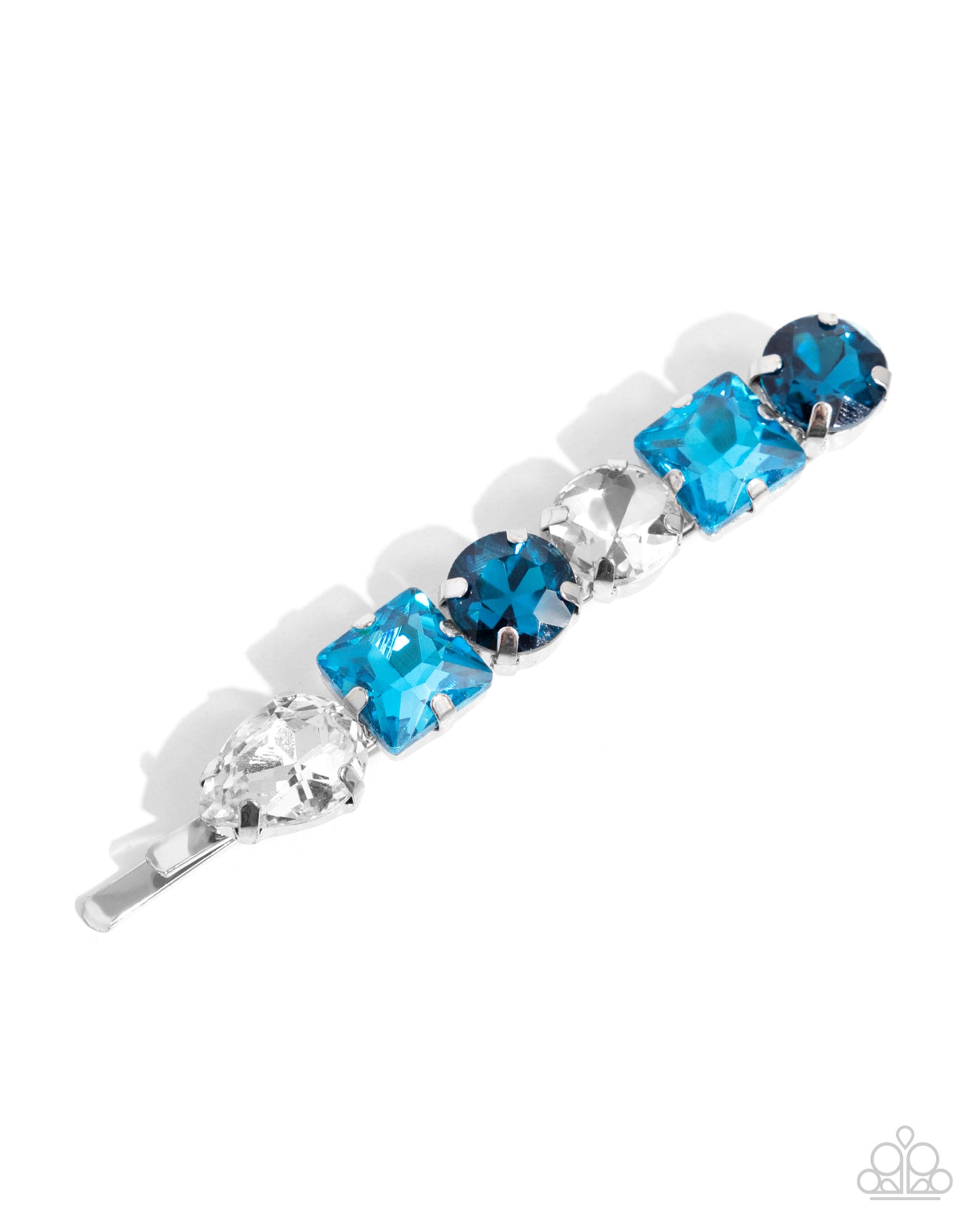 Emblazoned Elegance - Blue Rhinestone Bobby Pin Hair Clip - Paparazzi Accessories