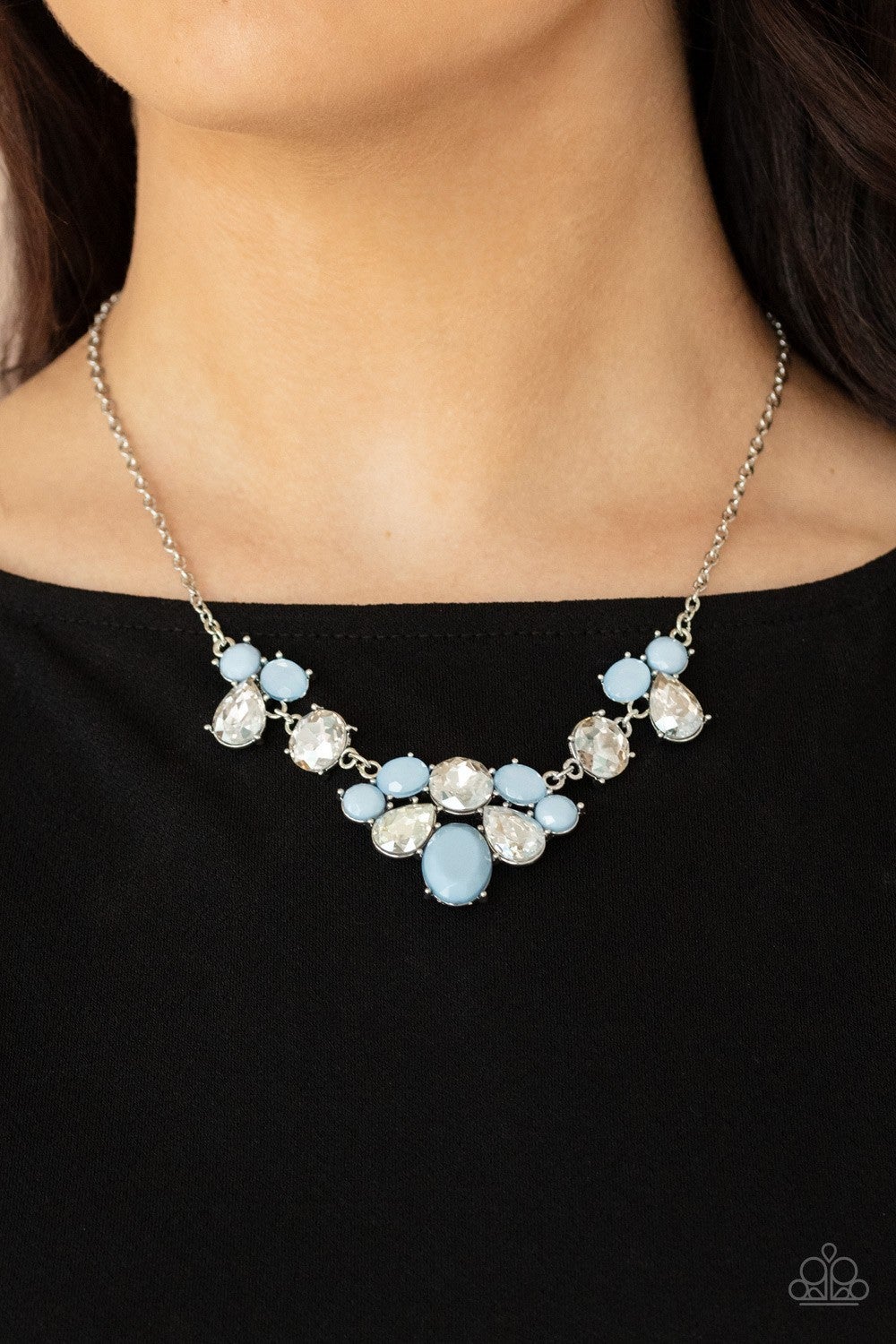 Ethereal Romance - Blue and White Rhinestone necklace - Paparazzi Accessories