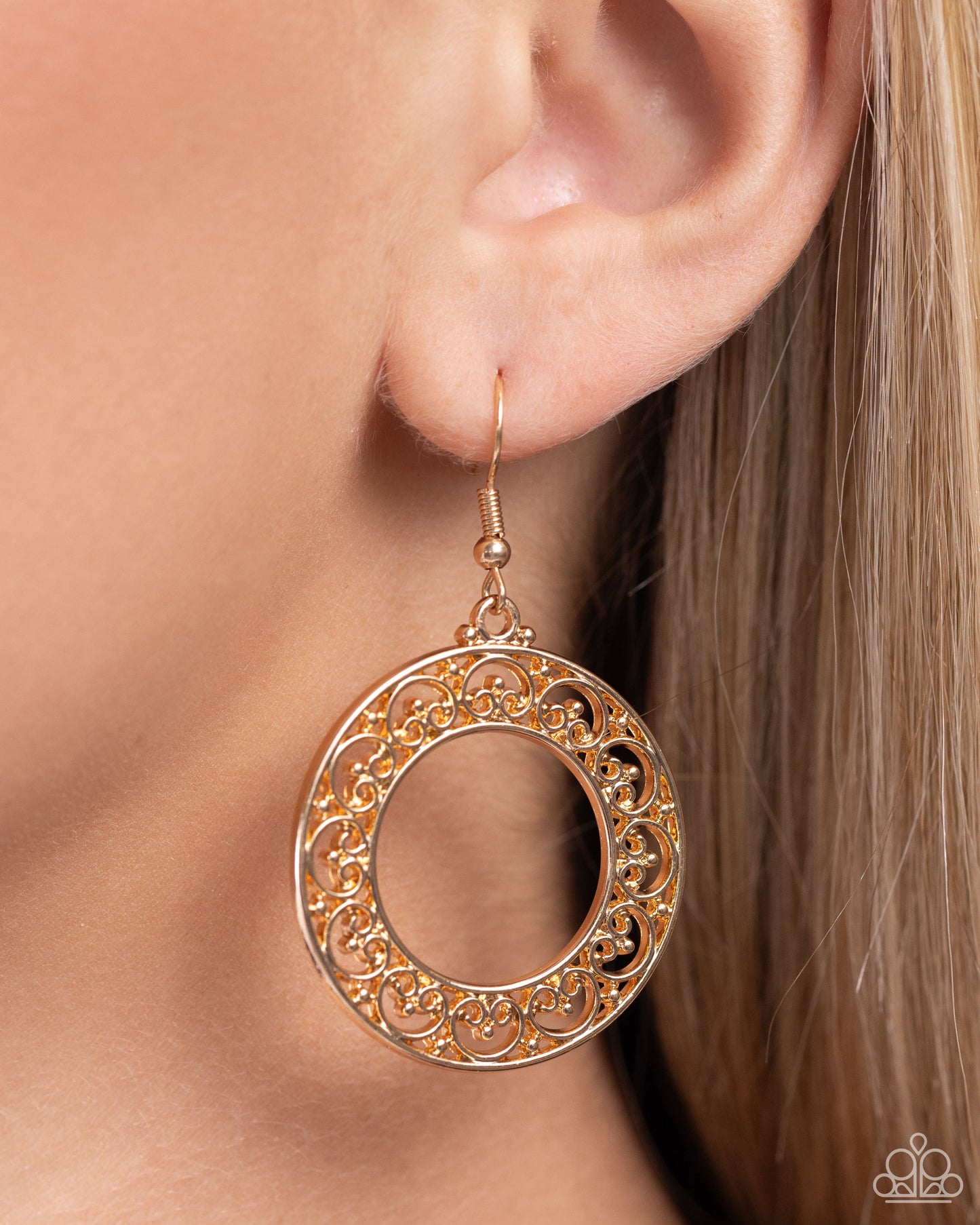 Vineyard Valentine - Gold Fishhook Earrings - Paparazzi Accessories