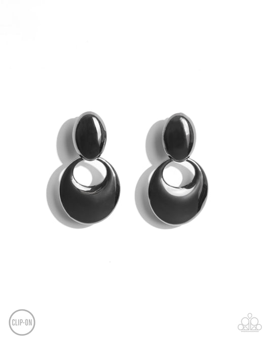 Urban Artistry - Black - Gunmetal Clip-on Earrings - Paparazzi Accessories