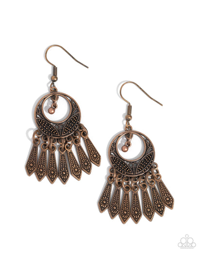 PRAIRIE For Me - Copper Fishhook Earrings - Paparazzi Accessories