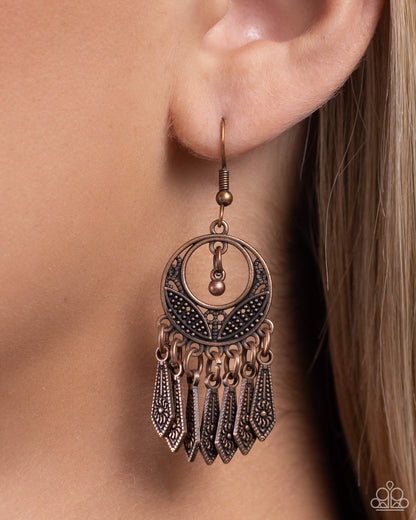 PRAIRIE For Me - Copper Fishhook Earrings - Paparazzi Accessories