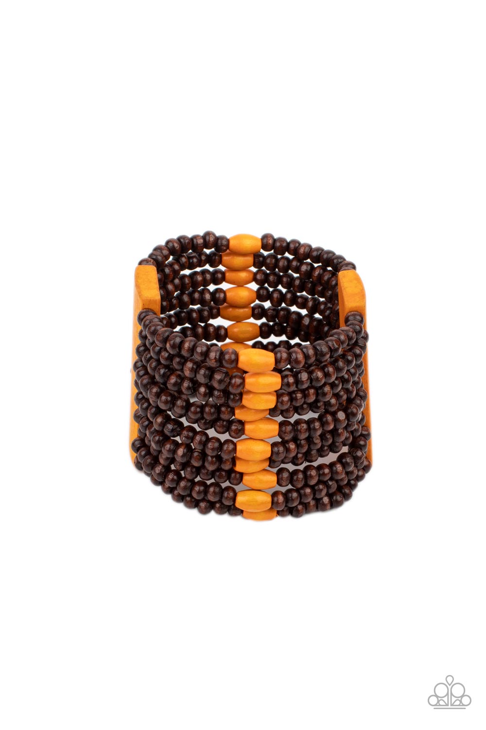 Tropical Trendsetter - Orange Wood Stretchy Bracelet - Paparazzi Accessories