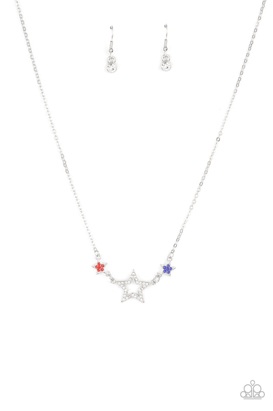 United We Sparkle - Multi Red & Blue Rhinestone & Star Necklace - Paparazzi Accessories