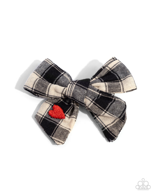 Plaid Picnic - Black Hair Bow - Paparazzi Accessories