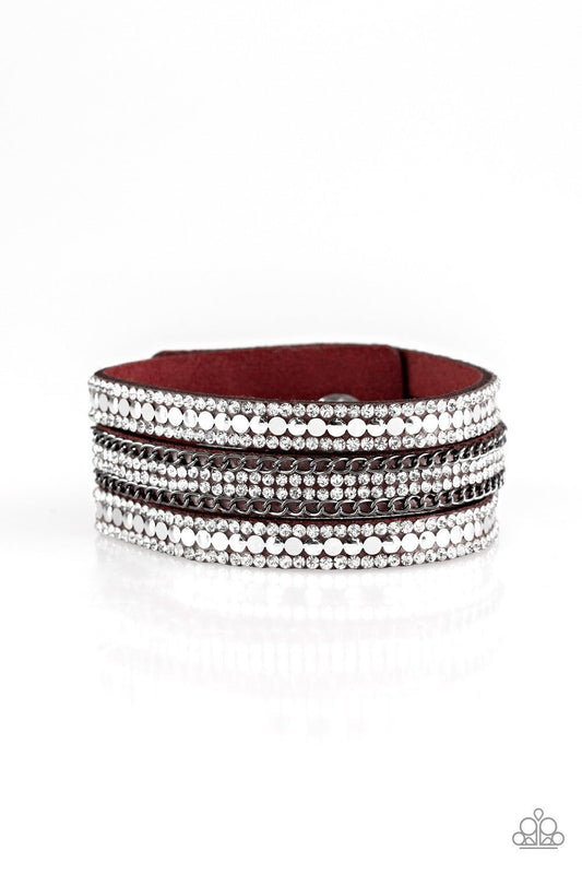 Fashion Fanatic - Red Suede Snap Wrap Bracelet - Paparazzi Accessories