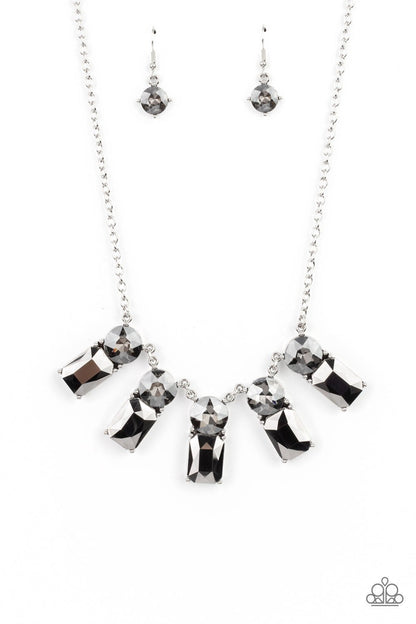 Celestial Royal - Silver - Smoky and Hematite Rhinestone Necklace - Paparazzi Accessories