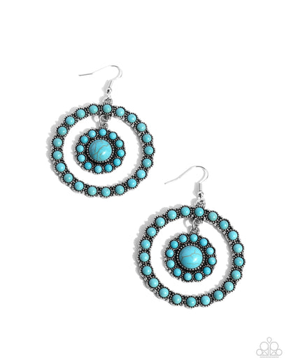 Saguaro Sanctuary - Blue Crackle Stone Silver Fishhook Earrings - Paparazzi Accessories