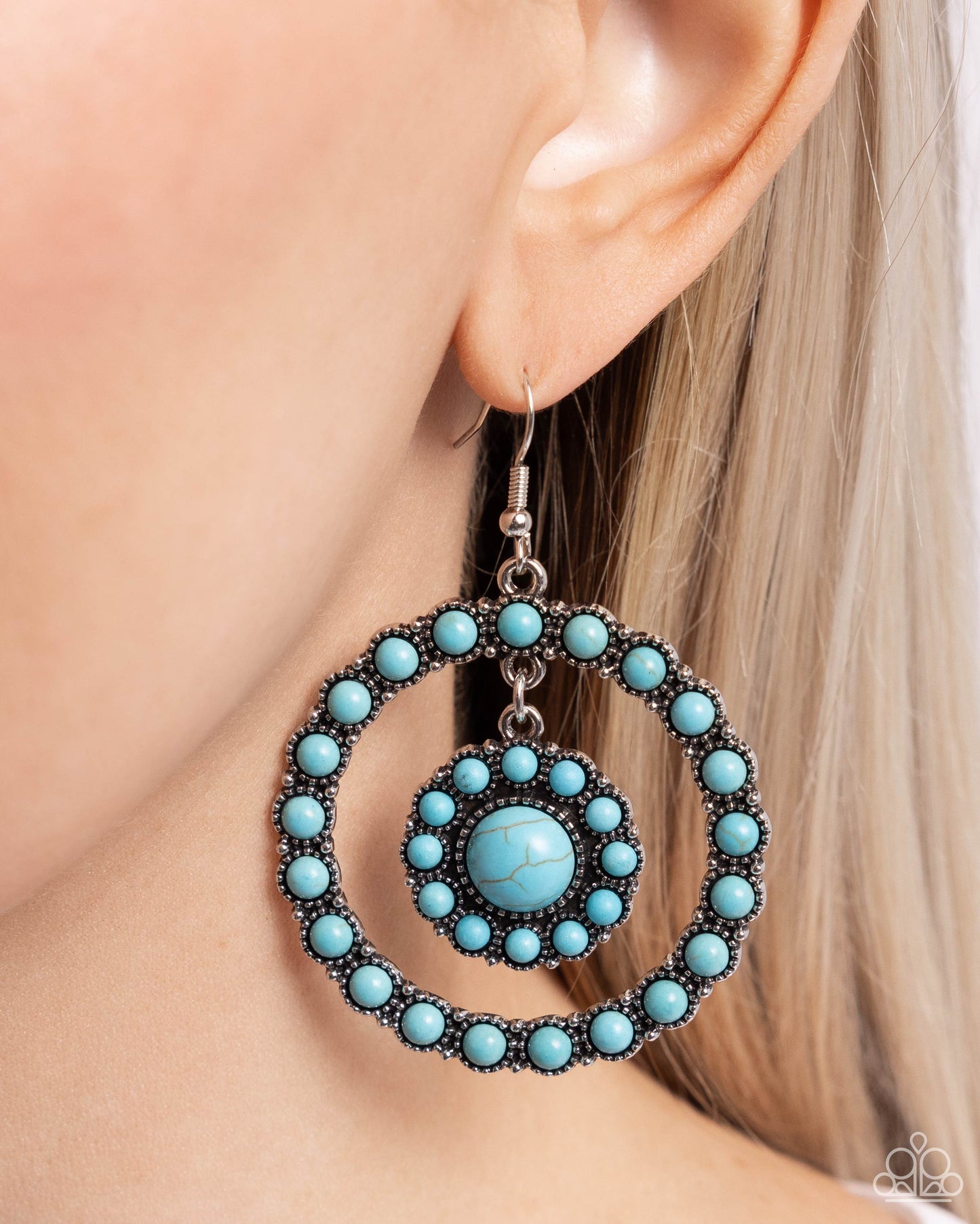 Saguaro Sanctuary - Blue Crackle Stone Silver Fishhook Earrings - Paparazzi Accessories