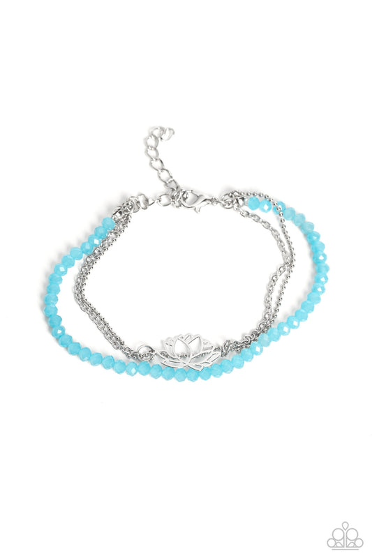 A LOTUS Like This - Blue - Faceted Bead Clasp Bracelet - Paparazzi Accessories