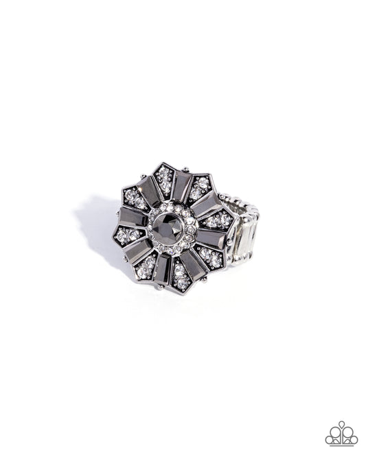 Sensational Splendor - Silver Hematite Rhinestone Ring - Paparazzi Accessories