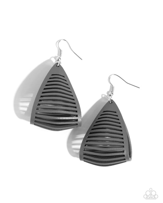 In and OUTBACK - Silver Leather Fishhook Earrings - Paparazzi Accessories