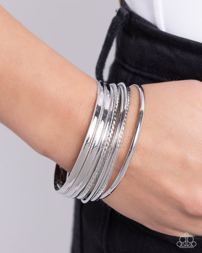 Stackable Shimmer - Silver Bangle Bracelets - Paparazzi Accessories