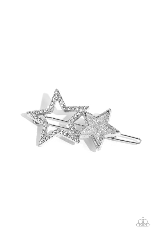 Stellar Shine - Silver Star Hair Clip - Paparazzi Accessories