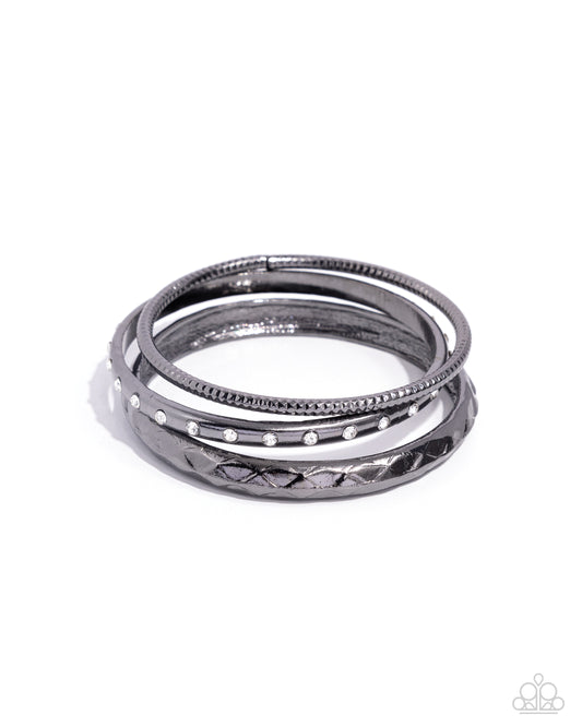 Confidently Curvaceous - Black Bangle Bracelets - Paparazzi Accessories