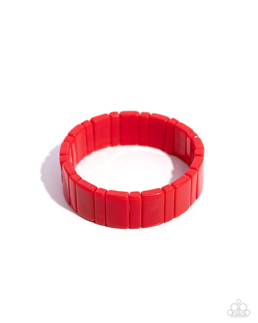 In Plain SIGHTSEER - Red Acrylic Stretchy Bracelet - Paparazzi Accessories