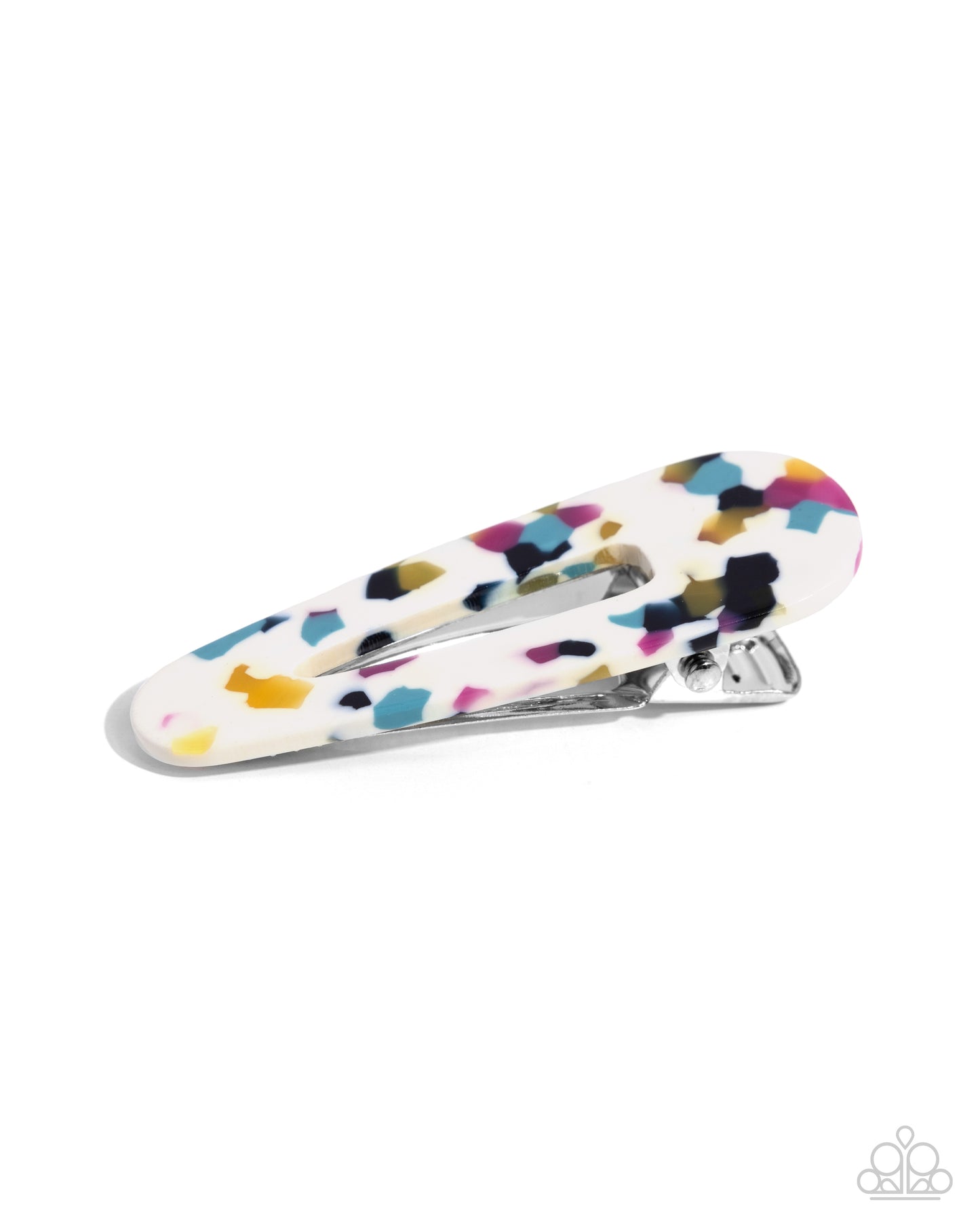 Teasingly Terrazzo - White Acrylic Hair Clip - Paparazzi Accessories