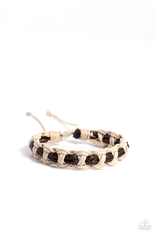 Climb Aboard - Brown Leather & Cord Bracelet - Paparazzi Accessories