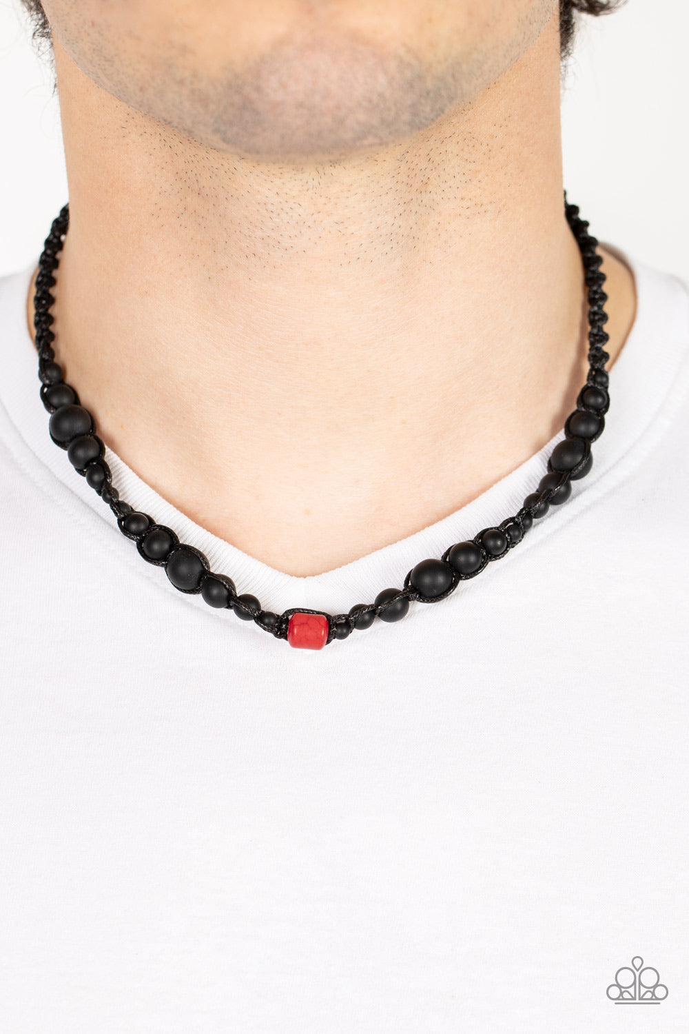 Boldly Bodacious - Red Crackle Stone Urban Necklace - Paparazzi Accessories