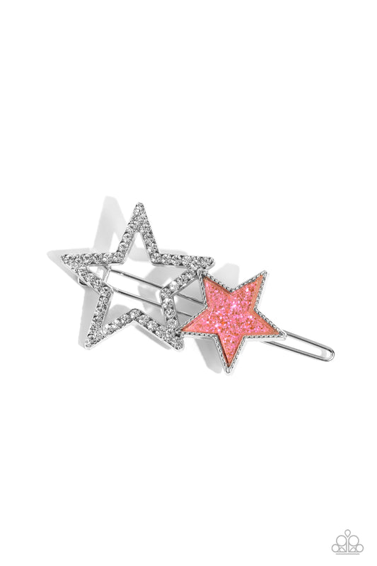 Stellar Shine - Pink Star Hair Clip - Paparazzi Accessories