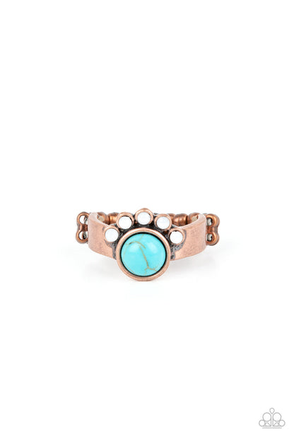 Havasu Haven - Copper & Turquoise Crackle Stone Ring - Paparazzi Accessories