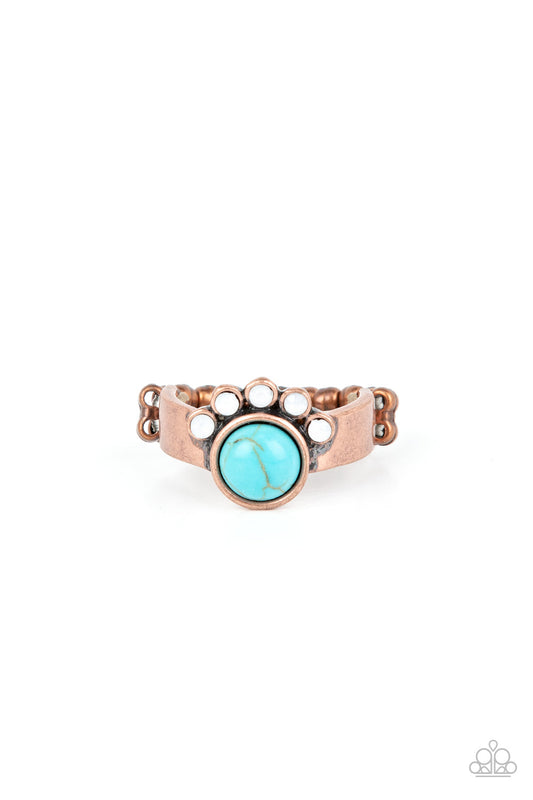 Havasu Haven - Copper & Turquoise Crackle Stone Ring - Paparazzi Accessories