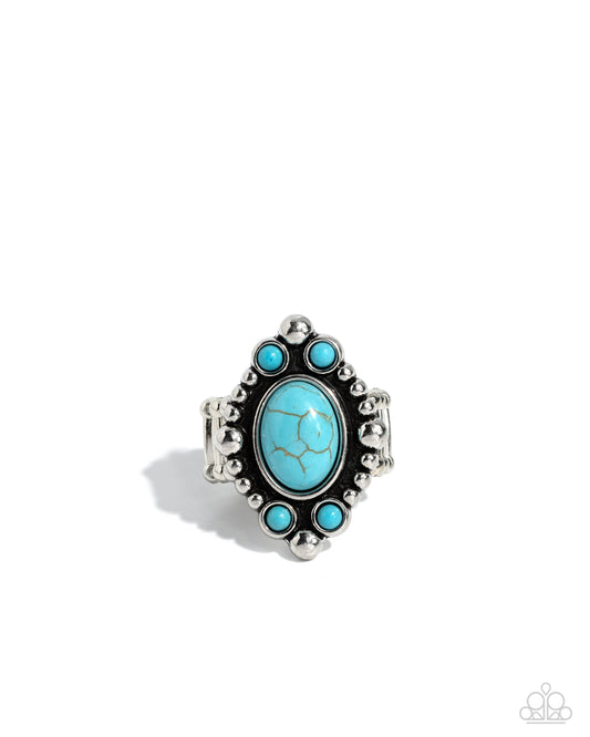 Cactus Corral - Blue Crackle Stone Silver Ring - Paparazzi Accessories
