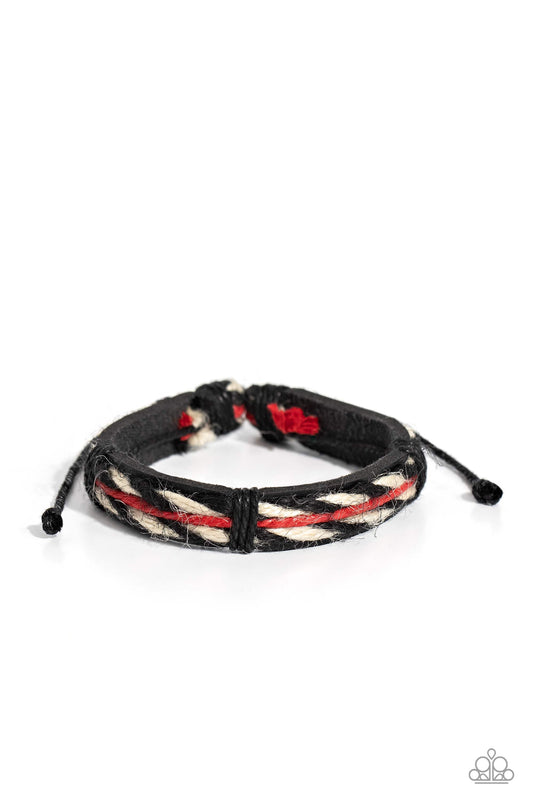 Everest Escapade - Red, Black & White Pull Cord Bracelet - Paparazzi Accessories