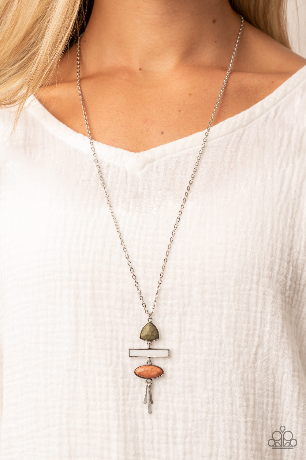 Artisan Eden - Multi Crackle Stone Necklace - Paparazzi Accessories