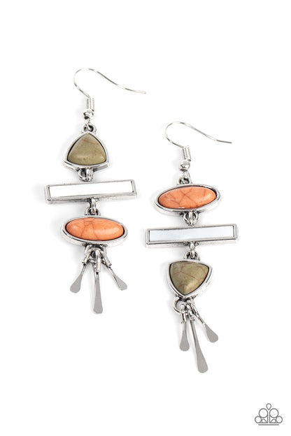 Adventurously Artisan - Multi Crackle Stone Silver Fishhook Earrings - Paparazzi Accessories