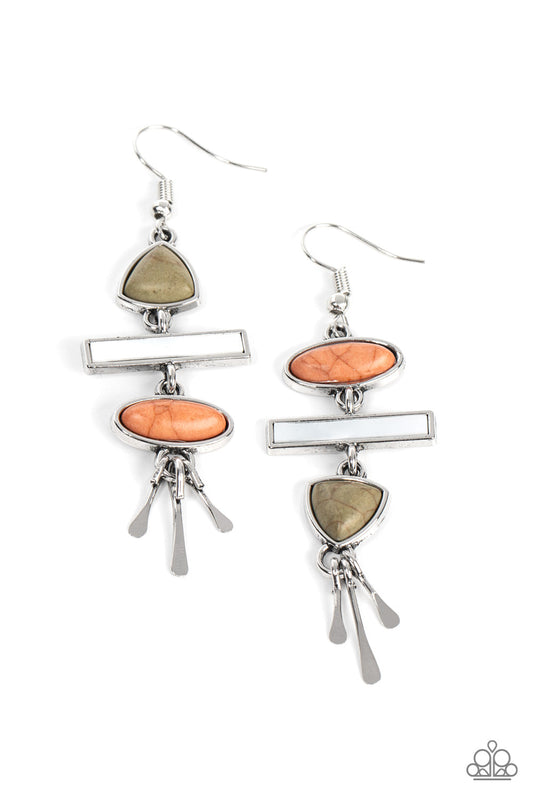 Adventurously Artisan - Multi Crackle Stone Silver Fishhook Earrings - Paparazzi Accessories