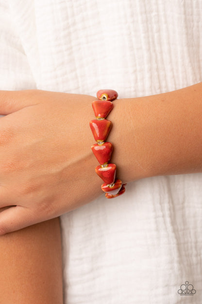 SHARK Out of Water - Red Ceramic Stretchy Bracelet - Paparazzi Accessories