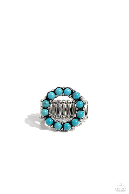 Stone Circles - Blue Crackle Stone Ring - Paparazzi Accessories