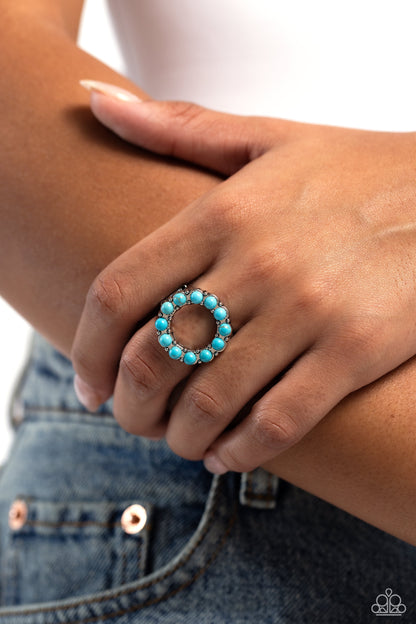 Stone Circles - Blue Crackle Stone Ring - Paparazzi Accessories