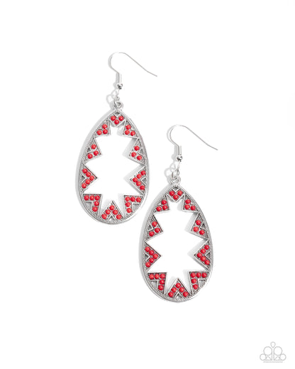 Wildly Wonderous - Red Fishhook Earrings - Paparazzi Accessories