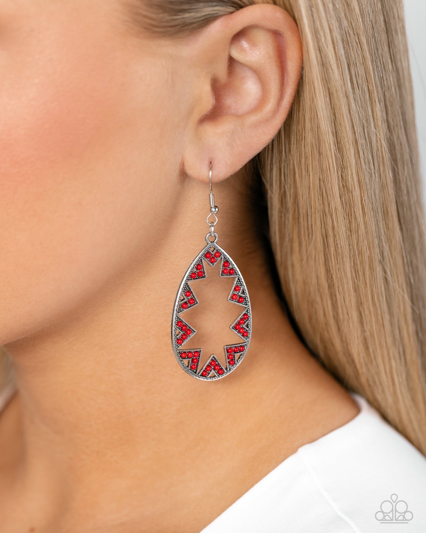 Wildly Wonderous - Red Fishhook Earrings - Paparazzi Accessories